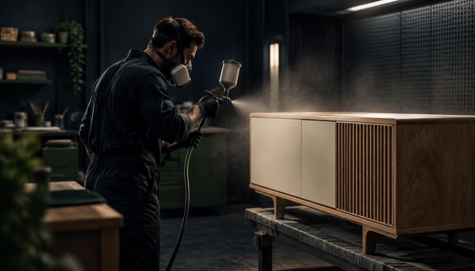 Spray booth in use